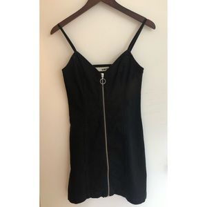 Topshop Moto Black Denim Zip Bodycon Mini Dress